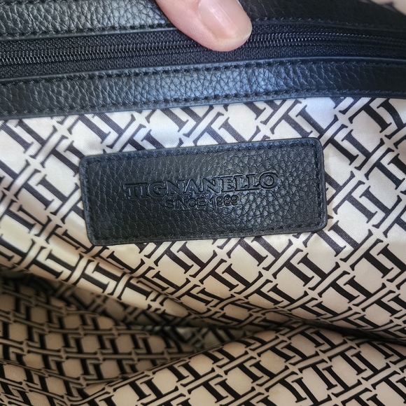 Tignanello Black and Tan Leather Medium Sized Satchel Bag - Picture 10 of 10